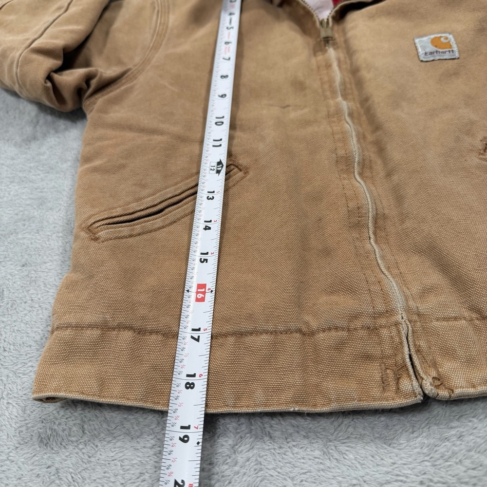 Vintage Carhartt Detroit Jacket Youth Boys 5Y Tan Quilted Red Lined Canvas 90s - Picture 9 of 11